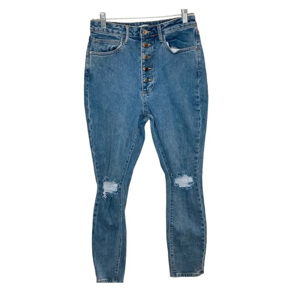 WeWoreWhat The Danielle High Rise Vintage Straight Button Fly Jeans Size 29
